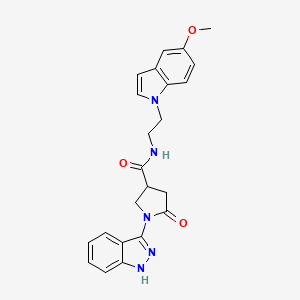 molecular formula C23H23N5O3 B11224099 1-(1H-indazol-3-yl)-N-[2-(5-methoxy-1H-indol-1-yl)ethyl]-5-oxopyrrolidine-3-carboxamide 