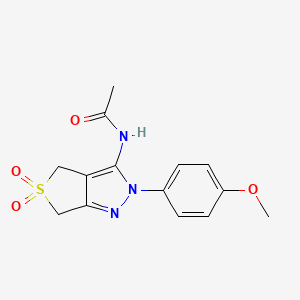 molecular formula C14H15N3O4S B11224104 N-[2-(4-methoxyphenyl)-5,5-dioxido-2,6-dihydro-4H-thieno[3,4-c]pyrazol-3-yl]acetamide 