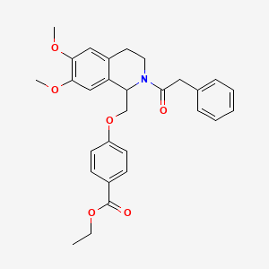 molecular formula C29H31NO6 B11224106 Ethyl 4-((6,7-dimethoxy-2-(2-phenylacetyl)-1,2,3,4-tetrahydroisoquinolin-1-yl)methoxy)benzoate 