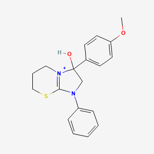 3-hydroxy-3-(4-methoxyphenyl)-1-phenyl-2,3,6,7-tetrahydro-5H-imidazo[2,1-b][1,3]thiazin-1-ium