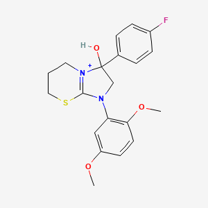 1-(2,5-dimethoxyphenyl)-3-(4-fluorophenyl)-3-hydroxy-2,3,6,7-tetrahydro-5H-imidazo[2,1-b][1,3]thiazin-1-ium