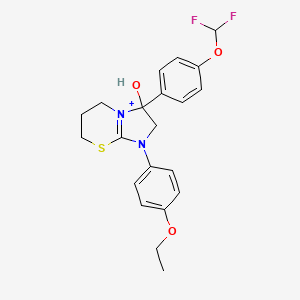 molecular formula C21H23F2N2O3S+ B11224171 3-[4-(difluoromethoxy)phenyl]-1-(4-ethoxyphenyl)-3-hydroxy-2,3,6,7-tetrahydro-5H-imidazo[2,1-b][1,3]thiazin-1-ium 