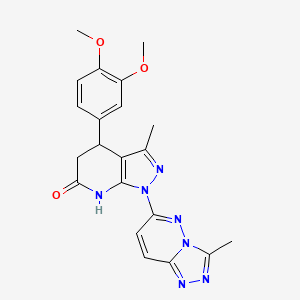 molecular formula C21H21N7O3 B11224201 4-(3,4-dimethoxyphenyl)-3-methyl-1-(3-methyl[1,2,4]triazolo[4,3-b]pyridazin-6-yl)-4,5-dihydro-1H-pyrazolo[3,4-b]pyridin-6-ol 