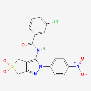 3-chloro-N-(2-(4-nitrophenyl)-5,5-dioxido-4,6-dihydro-2H-thieno[3,4-c]pyrazol-3-yl)benzamide