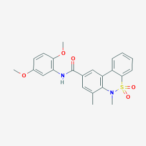 molecular formula C23H22N2O5S B11224244 N-(2,5-dimethoxyphenyl)-6,7-dimethyl-6H-dibenzo[c,e][1,2]thiazine-9-carboxamide 5,5-dioxide 