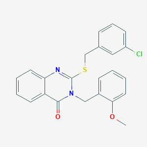 molecular formula C23H19ClN2O2S B11224259 2-[(3-chlorobenzyl)sulfanyl]-3-(2-methoxybenzyl)quinazolin-4(3H)-one 