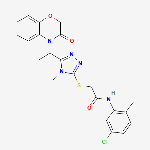 molecular formula C22H22ClN5O3S B11224269 N-(5-chloro-2-methylphenyl)-2-({4-methyl-5-[1-(3-oxo-2,3-dihydro-4H-1,4-benzoxazin-4-yl)ethyl]-4H-1,2,4-triazol-3-yl}sulfanyl)acetamide 