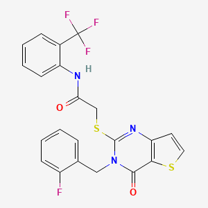 2-{[3-(2-fluorobenzyl)-4-oxo-3,4-dihydrothieno[3,2-d]pyrimidin-2-yl]sulfanyl}-N-[2-(trifluoromethyl)phenyl]acetamide