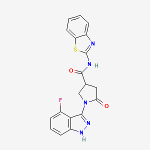 molecular formula C19H14FN5O2S B11224319 N-(1,3-benzothiazol-2-yl)-1-(4-fluoro-1H-indazol-3-yl)-5-oxopyrrolidine-3-carboxamide 