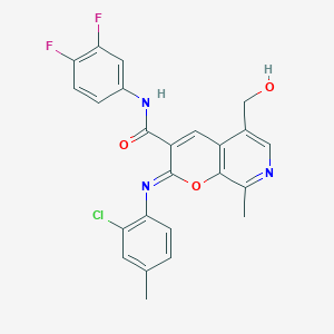 (2Z)-2-[(2-chloro-4-methylphenyl)imino]-N-(3,4-difluorophenyl)-5-(hydroxymethyl)-8-methyl-2H-pyrano[2,3-c]pyridine-3-carboxamide