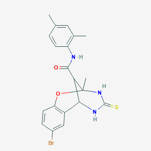 molecular formula C20H20BrN3O2S B11224373 8-bromo-N-(2,4-dimethylphenyl)-2-methyl-4-thioxo-3,4,5,6-tetrahydro-2H-2,6-methano-1,3,5-benzoxadiazocine-11-carboxamide 