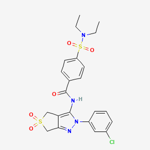 molecular formula C22H23ClN4O5S2 B11224376 N-(2-(3-chlorophenyl)-5,5-dioxido-4,6-dihydro-2H-thieno[3,4-c]pyrazol-3-yl)-4-(N,N-diethylsulfamoyl)benzamide 