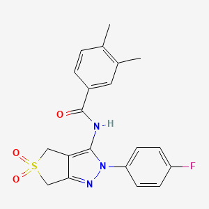 N-(2-(4-fluorophenyl)-5,5-dioxido-4,6-dihydro-2H-thieno[3,4-c]pyrazol-3-yl)-3,4-dimethylbenzamide