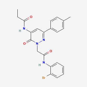 molecular formula C22H21BrN4O3 B11224391 N-[2-{2-[(2-bromophenyl)amino]-2-oxoethyl}-6-(4-methylphenyl)-3-oxo-2,3-dihydropyridazin-4-yl]propanamide 