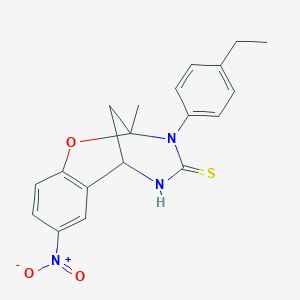 molecular formula C19H19N3O3S B11224402 3-(4-ethylphenyl)-2-methyl-8-nitro-2,3,5,6-tetrahydro-4H-2,6-methano-1,3,5-benzoxadiazocine-4-thione 