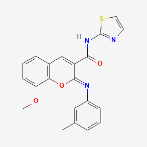 molecular formula C21H17N3O3S B11224465 (2Z)-8-methoxy-2-[(3-methylphenyl)imino]-N-(1,3-thiazol-2-yl)-2H-chromene-3-carboxamide 