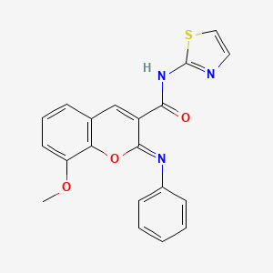 molecular formula C20H15N3O3S B11224472 (2Z)-8-methoxy-2-(phenylimino)-N-(1,3-thiazol-2-yl)-2H-chromene-3-carboxamide 