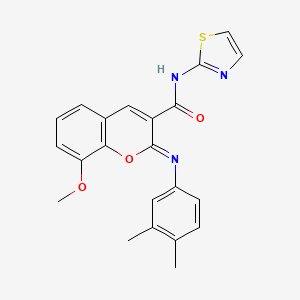 (2Z)-2-[(3,4-dimethylphenyl)imino]-8-methoxy-N-(1,3-thiazol-2-yl)-2H-chromene-3-carboxamide