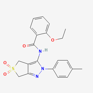 molecular formula C21H21N3O4S B11224577 2-ethoxy-N-[2-(4-methylphenyl)-5,5-dioxido-2,6-dihydro-4H-thieno[3,4-c]pyrazol-3-yl]benzamide 