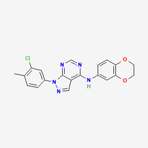 molecular formula C20H16ClN5O2 B11224585 1-(3-chloro-4-methylphenyl)-N-(2,3-dihydro-1,4-benzodioxin-6-yl)-1H-pyrazolo[3,4-d]pyrimidin-4-amine 