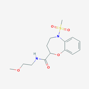 molecular formula C14H20N2O5S B11224597 N-(2-methoxyethyl)-5-(methylsulfonyl)-2,3,4,5-tetrahydro-1,5-benzoxazepine-2-carboxamide 