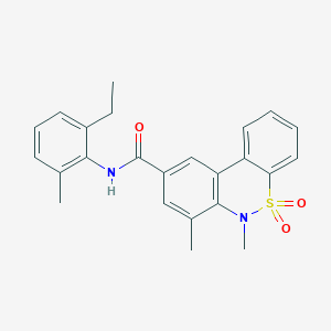 molecular formula C24H24N2O3S B11224605 N-(2-ethyl-6-methylphenyl)-6,7-dimethyl-6H-dibenzo[c,e][1,2]thiazine-9-carboxamide 5,5-dioxide 