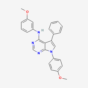 molecular formula C26H22N4O2 B11224614 N-(3-methoxyphenyl)-7-(4-methoxyphenyl)-5-phenylpyrrolo[2,3-d]pyrimidin-4-amine 