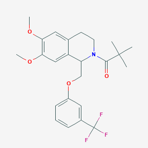 1-(6,7-dimethoxy-1-((3-(trifluoromethyl)phenoxy)methyl)-3,4-dihydroisoquinolin-2(1H)-yl)-2,2-dimethylpropan-1-one