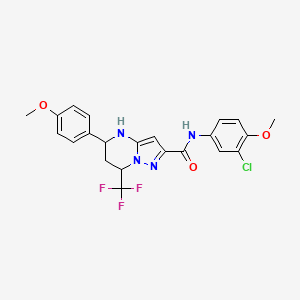 molecular formula C22H20ClF3N4O3 B11224661 N-(3-chloro-4-methoxyphenyl)-5-(4-methoxyphenyl)-7-(trifluoromethyl)-4,5,6,7-tetrahydropyrazolo[1,5-a]pyrimidine-2-carboxamide 