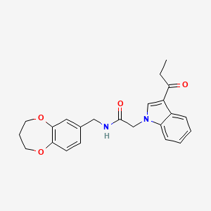 N-(3,4-dihydro-2H-1,5-benzodioxepin-7-ylmethyl)-2-(3-propanoyl-1H-indol-1-yl)acetamide