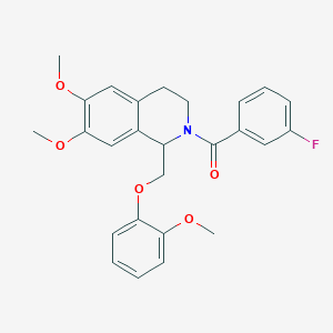 (6,7-dimethoxy-1-((2-methoxyphenoxy)methyl)-3,4-dihydroisoquinolin-2(1H)-yl)(3-fluorophenyl)methanone