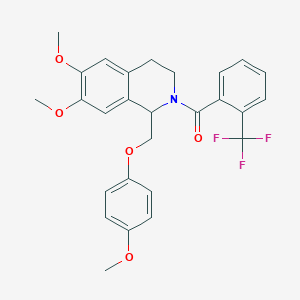 (6,7-dimethoxy-1-((4-methoxyphenoxy)methyl)-3,4-dihydroisoquinolin-2(1H)-yl)(2-(trifluoromethyl)phenyl)methanone