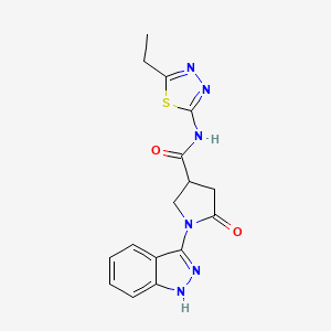 molecular formula C16H16N6O2S B11224795 N-(5-ethyl-1,3,4-thiadiazol-2-yl)-1-(1H-indazol-3-yl)-5-oxopyrrolidine-3-carboxamide 