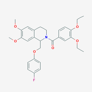 molecular formula C29H32FNO6 B11224816 (3,4-diethoxyphenyl)(1-((4-fluorophenoxy)methyl)-6,7-dimethoxy-3,4-dihydroisoquinolin-2(1H)-yl)methanone 