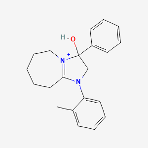 molecular formula C21H25N2O+ B11224878 3-hydroxy-1-(2-methylphenyl)-3-phenyl-2,5,6,7,8,9-hexahydro-3H-imidazo[1,2-a]azepin-1-ium 