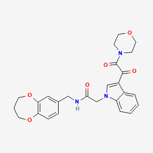 molecular formula C26H27N3O6 B11224894 N-(3,4-dihydro-2H-1,5-benzodioxepin-7-ylmethyl)-2-{3-[morpholin-4-yl(oxo)acetyl]-1H-indol-1-yl}acetamide 