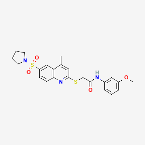 N-(3-methoxyphenyl)-2-{[4-methyl-6-(pyrrolidin-1-ylsulfonyl)quinolin-2-yl]sulfanyl}acetamide