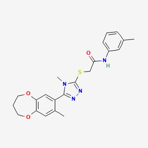 molecular formula C22H24N4O3S B11224920 2-{[4-methyl-5-(8-methyl-3,4-dihydro-2H-1,5-benzodioxepin-7-yl)-4H-1,2,4-triazol-3-yl]sulfanyl}-N-(3-methylphenyl)acetamide 