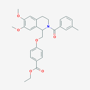 molecular formula C29H31NO6 B11224930 Ethyl 4-((6,7-dimethoxy-2-(3-methylbenzoyl)-1,2,3,4-tetrahydroisoquinolin-1-yl)methoxy)benzoate 