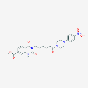 molecular formula C26H29N5O7 B11224984 Methyl 3-(6-(4-(4-nitrophenyl)piperazin-1-yl)-6-oxohexyl)-2,4-dioxo-1,2,3,4-tetrahydroquinazoline-7-carboxylate 