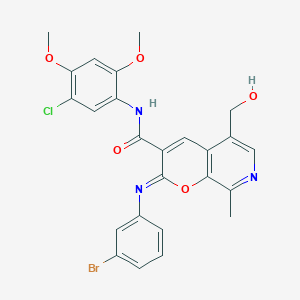 (2Z)-2-[(3-bromophenyl)imino]-N-(5-chloro-2,4-dimethoxyphenyl)-5-(hydroxymethyl)-8-methyl-2H-pyrano[2,3-c]pyridine-3-carboxamide