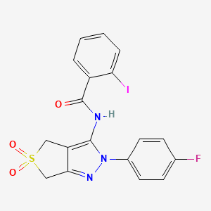 N-(2-(4-fluorophenyl)-5,5-dioxido-4,6-dihydro-2H-thieno[3,4-c]pyrazol-3-yl)-2-iodobenzamide