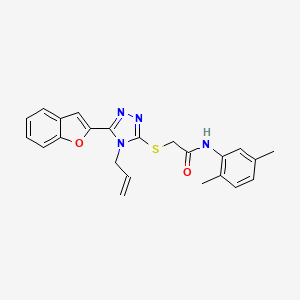 molecular formula C23H22N4O2S B11225076 2-{[5-(1-benzofuran-2-yl)-4-(prop-2-en-1-yl)-4H-1,2,4-triazol-3-yl]sulfanyl}-N-(2,5-dimethylphenyl)acetamide 