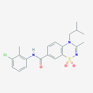 molecular formula C20H22ClN3O3S B11225095 N-(3-chloro-2-methylphenyl)-4-isobutyl-3-methyl-4H-1,2,4-benzothiadiazine-7-carboxamide 1,1-dioxide 