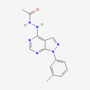 molecular formula C14H14N6O B11225097 N'-(1-(m-tolyl)-1H-pyrazolo[3,4-d]pyrimidin-4-yl)acetohydrazide 