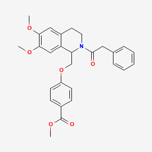 molecular formula C28H29NO6 B11225098 Methyl 4-((6,7-dimethoxy-2-(2-phenylacetyl)-1,2,3,4-tetrahydroisoquinolin-1-yl)methoxy)benzoate 