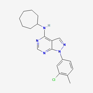 molecular formula C19H22ClN5 B11225107 1-(3-chloro-4-methylphenyl)-N-cycloheptyl-1H-pyrazolo[3,4-d]pyrimidin-4-amine 