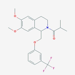 molecular formula C23H26F3NO4 B11225110 1-(6,7-dimethoxy-1-((3-(trifluoromethyl)phenoxy)methyl)-3,4-dihydroisoquinolin-2(1H)-yl)-2-methylpropan-1-one 