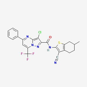 molecular formula C24H17ClF3N5OS B11225133 3-chloro-N-(3-cyano-6-methyl-4,5,6,7-tetrahydro-1-benzothiophen-2-yl)-5-phenyl-7-(trifluoromethyl)pyrazolo[1,5-a]pyrimidine-2-carboxamide 