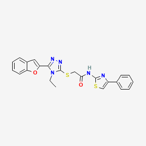 2-{[5-(1-benzofuran-2-yl)-4-ethyl-4H-1,2,4-triazol-3-yl]sulfanyl}-N-(4-phenyl-1,3-thiazol-2-yl)acetamide